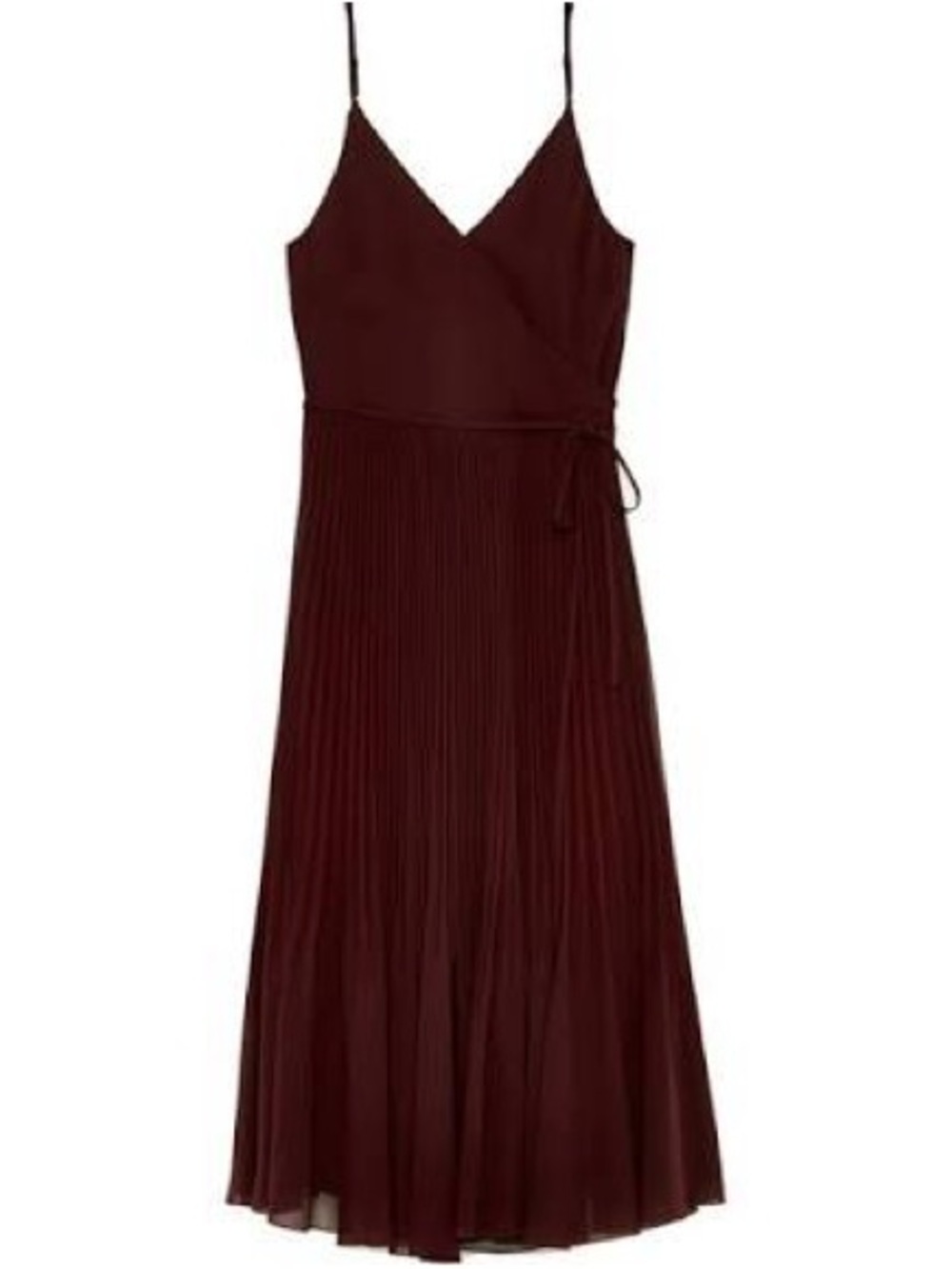Wilfred Wine Sleeveless Pleated Wrap Maxi Dress